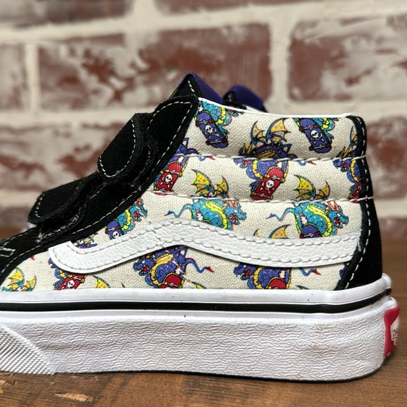 Vans Kids Dragon Print Strap Shoes Sz 10.5 - Picture 6 of 13